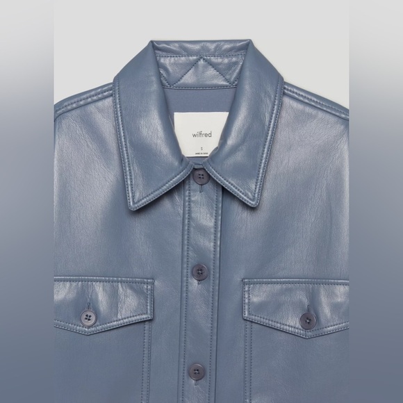 NWOT Aritzia Wilfred The Ganna Shirt Jacket Vegan Leather‎ Shacket Gray M - Picture 13 of 17